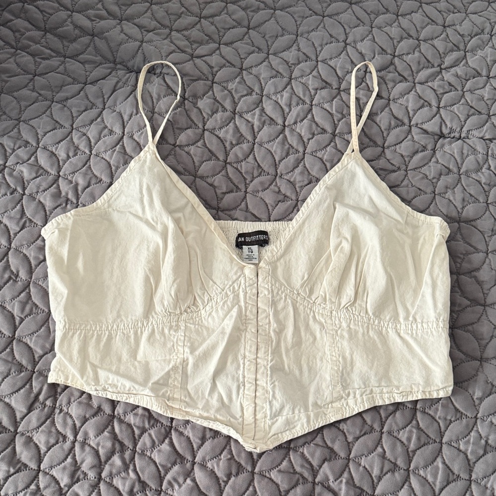 Urban Outfitters Cream Smocked Corset Top